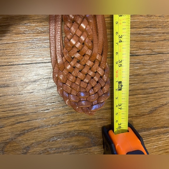Michael Kors Tan Braided Leather Belt with Gold Buckle main image 4